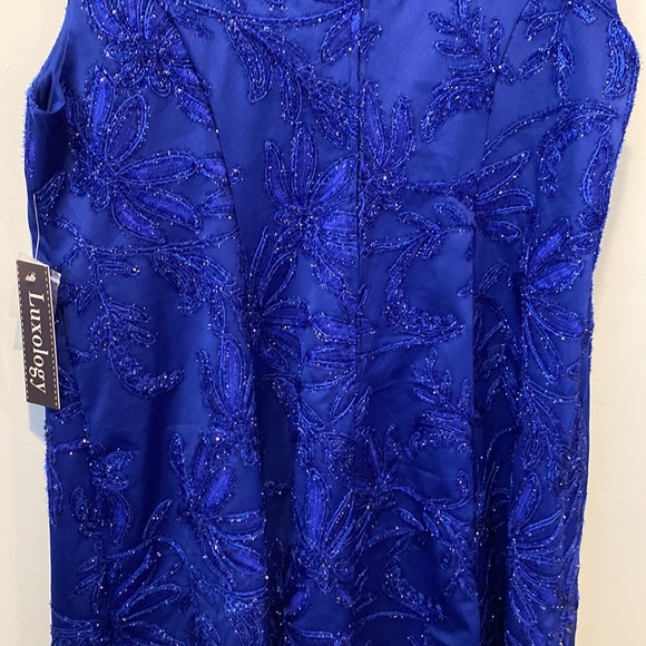 LUXOLOGY Women’s Blue Floral Design Sleeveless Midi Dress Size 22/24 - Picture 9 of 11